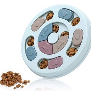 Light Blue Multicolored Slow Feeder Dog Puzzle Toy EUC